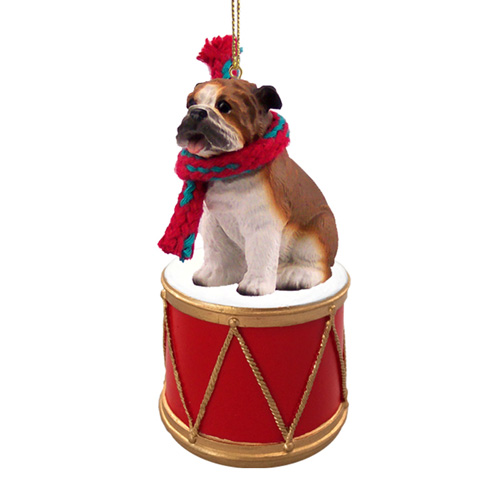 Little Drummer Bulldog Christmas Ornament