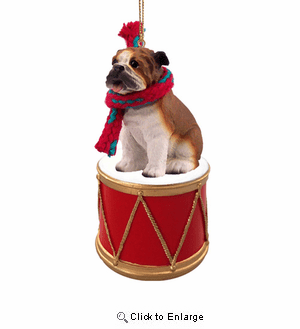 Little Drummer Bulldog Christmas Ornament