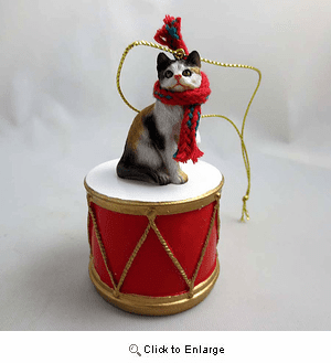 Little Drummer Calico Cat Christmas Ornament