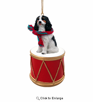 Little Drummer Cavalier King Charles Black & White Christmas Ornament