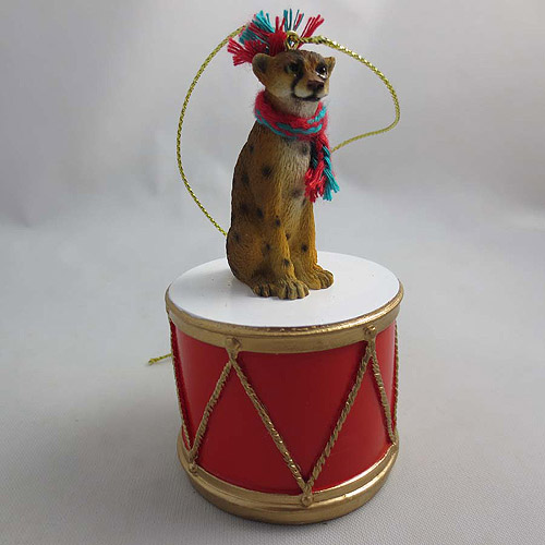 Little Drummer Cheetah Christmas Ornament