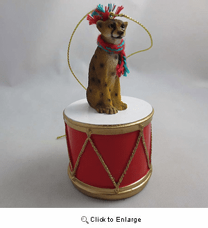 Little Drummer Cheetah Christmas Ornament