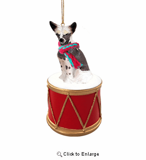 Little Drummer Chinese Crested Christmas Ornament