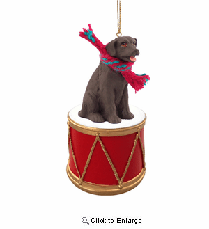 Little Drummer Chocolate Labrador Christmas Ornament