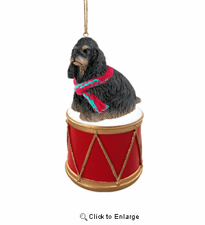 Little Drummer Cocker Spaniel Black-Tan Christmas Ornament