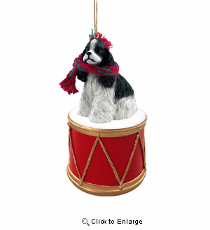 Little Drummer Cocker Spaniel Black-White Christmas Ornament