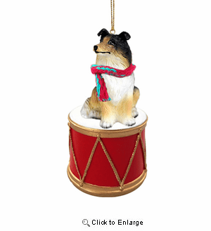 Little Drummer Collie Christmas Ornament