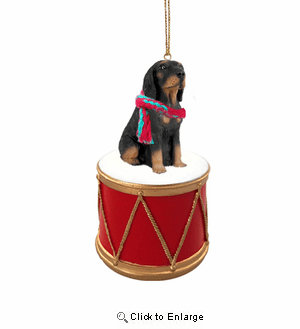 Little Drummer Coonhound Christmas Ornament