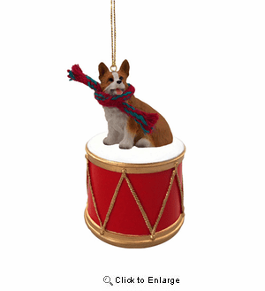 Little Drummer Corgi Christmas Ornament