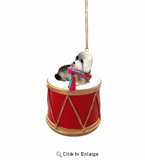 Little Drummer Dandie Dinmont Christmas Ornament