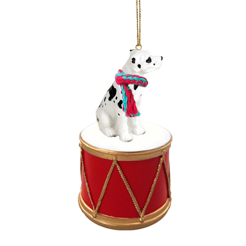 Little Drummer Dane Great Harlequin Uncropped Christmas Ornament