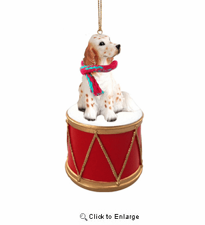 Little Drummer English Setter Christmas Ornament