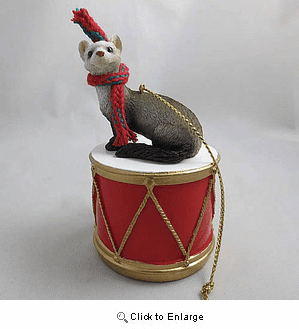 Little Drummer Ferret Christmas Ornament
