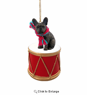 Little Drummer French Bulldog Christmas Ornament