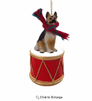 Little Drummer German Shepherd Christmas Ornament