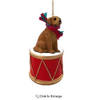 Little Drummer Golden Retriever Christmas Ornament