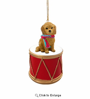 Little Drummer Goldendoodle Christmas Ornament