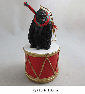 Little Drummer Gorilla Christmas Ornament
