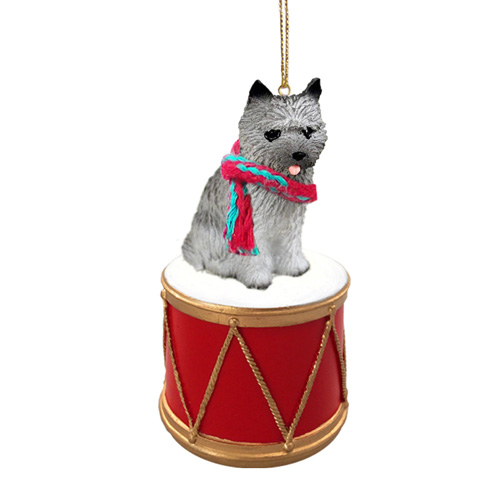 Little Drummer Gray Cairn Terrier Christmas Ornament