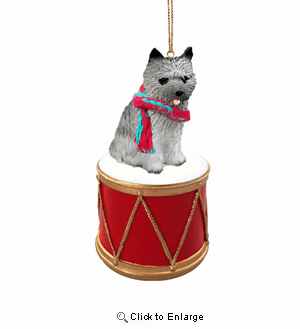 Little Drummer Gray Cairn Terrier Christmas Ornament