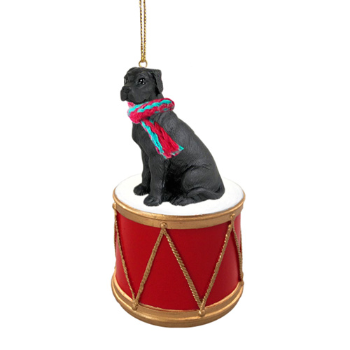 Little Drummer Great Dane Black Uncropped Christmas Ornament