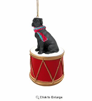 Little Drummer Great Dane Black Uncropped Christmas Ornament