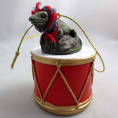 Little Drummer Iguana Christmas Ornament