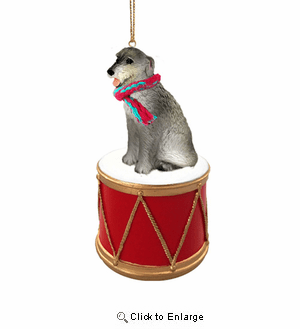 Little Drummer Irish Wolfhound Christmas Ornament