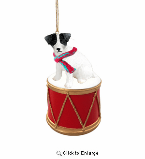 Little Drummer Jack Russell Black & White Christmas Ornament