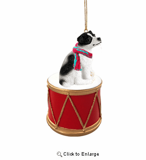 Little Drummer Jack Russell Terrier Black-White Smooth Christmas Ornament