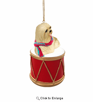 Little Drummer Lhasa Apso Christmas Ornament