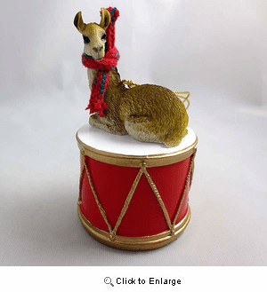 Little Drummer Llama Christmas Ornament