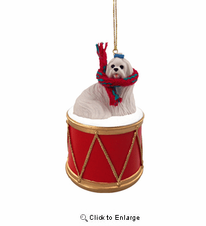 Little Drummer Maltese Christmas Ornament