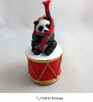 Little Drummer Panda Bear Christmas Ornament