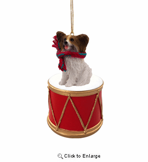 Little Drummer Papillon Christmas Ornament