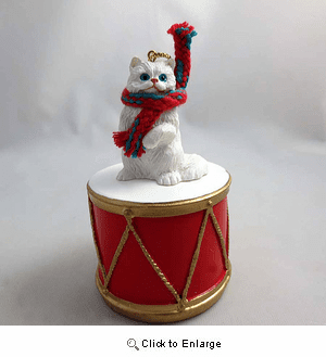 Little Drummer Persian Cat Christmas Ornament