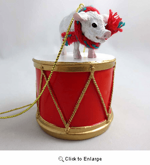 Little Drummer Pink Pig Christmas Ornament