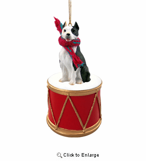 Little Drummer Pit Bull Christmas Ornament