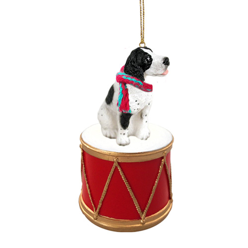 Little Drummer Pointer Black-White Christmas Ornament