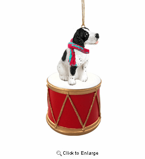 Little Drummer Pointer Black-White Christmas Ornament