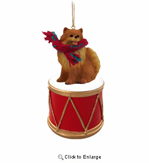 Little Drummer Pomeranian Christmas Ornament