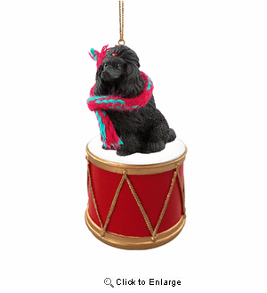 Little Drummer Poodle Black Christmas Ornament