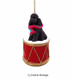 Little Drummer Poodle Black Sport Cut Christmas Ornament