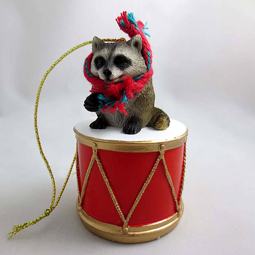 Little Drummer Raccoon Christmas Ornament