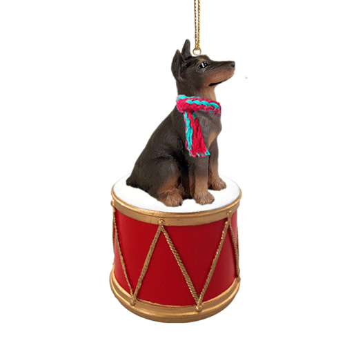 Little Drummer Red Doberman Pinscher Christmas Ornament