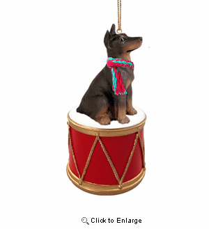 Little Drummer Red Doberman Pinscher Christmas Ornament