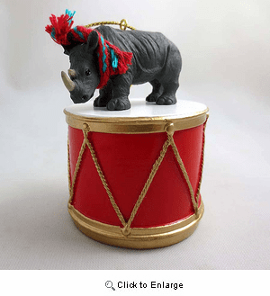 Little Drummer Rhinoceros Christmas Ornament