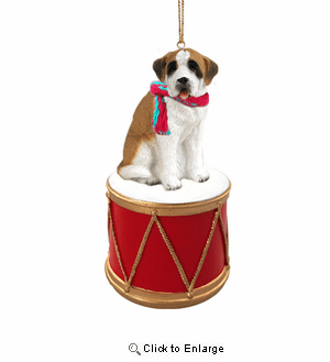 Little Drummer Saint Bernard Smooth Coat Christmas Ornament