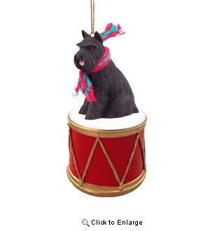 Little Drummer Schnauzer Black Christmas Ornament