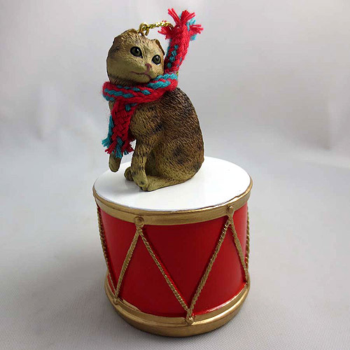 Little Drummer Scottish Fold Cat Christmas Ornament